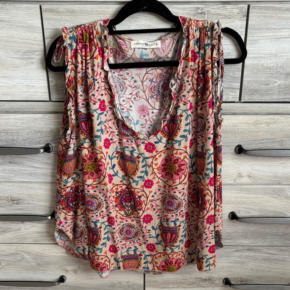 Natural Life floral floaty tank top size large